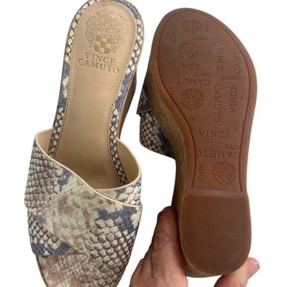 Vince Camuto Kessina Sahara Snakeskin Leather Wedge Platform Sandals 7.5 READ - Picture 7 of 11